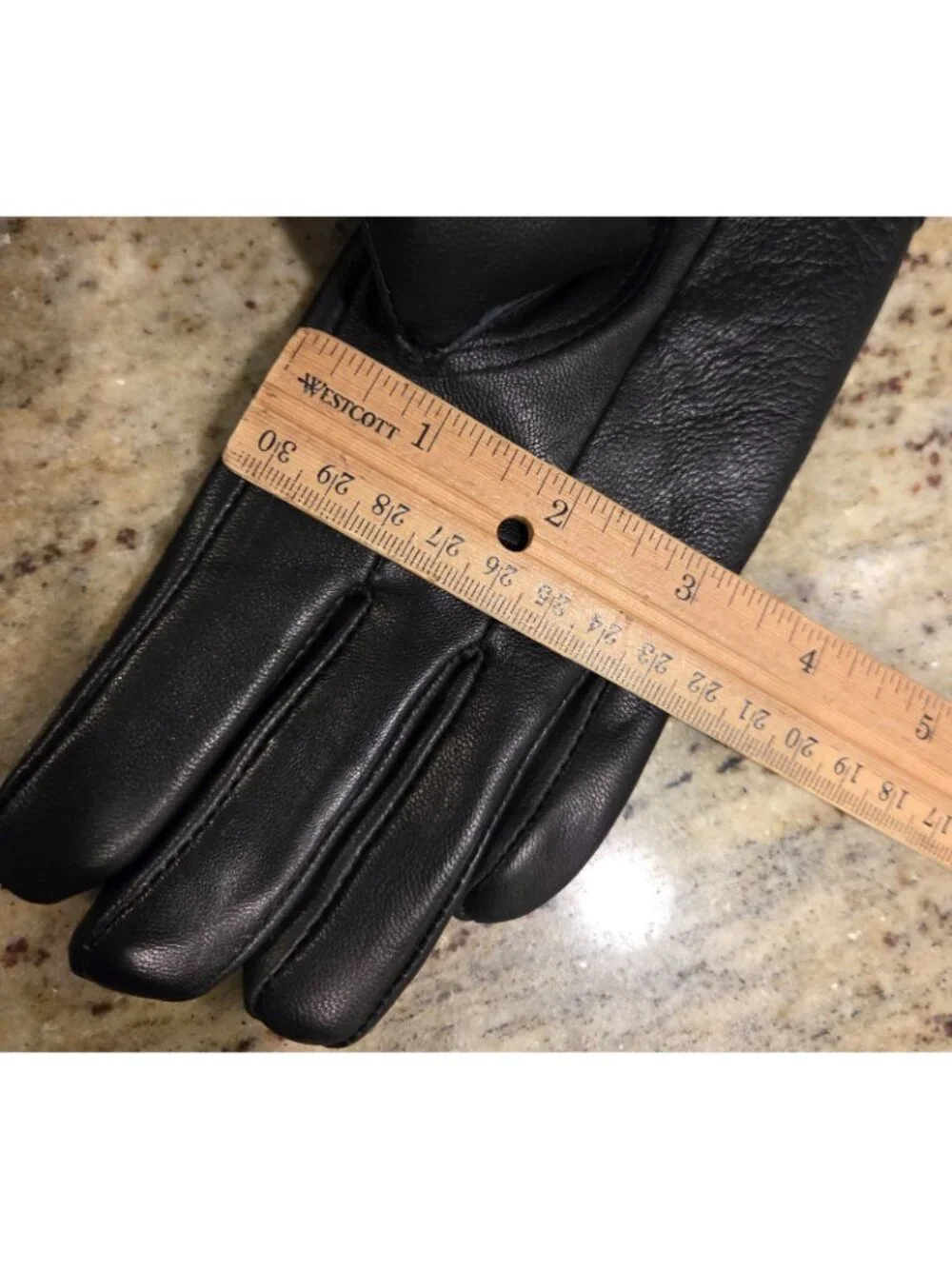 New! Women's Size S Black Leather Fleece Lined Gloves Ruffle Edge